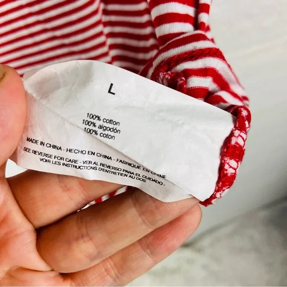 Ella Moss Red and White Striped  cotton short sleeve Tee size large - Picture 9 of 12